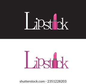 texto de diseño del logotipo de lápiz labial con el diseño del logotipo del icono de lápiz labial 