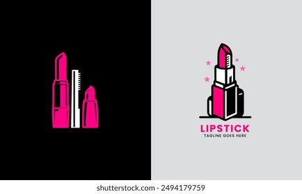 Lipstick logo, lips red icon, female face lipstick graphic design symbol minimalist 