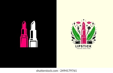 Lipstick logo, lips red icon, female face lipstick graphic design symbol minimalist 