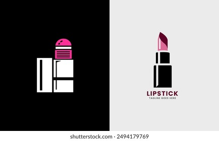 Lipstick logo, lips red icon, female face lipstick graphic design symbol minimalist 