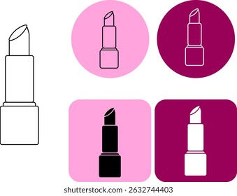 lipstick logotype. Vector graphic line illustration. Black and white cosmetic makeup art. Silhouette sign for logo, print, comics, fashion, pop art, boards, design, stickers, decoration, posters

