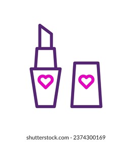 Lipstick love icon duocolor pink purple colour mother day illustration vector element and symbol perfect.