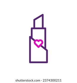 Lipstick love icon duocolor pink purple colour mother day illustration vector element and symbol perfect.