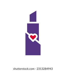 Lipstick love icon solid red purple colour mother day illustration vector element and symbol perfect.