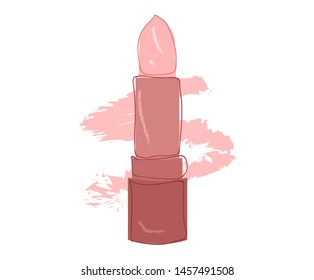 Lipstick for make up. Flat icon. Vector illustration on white background.