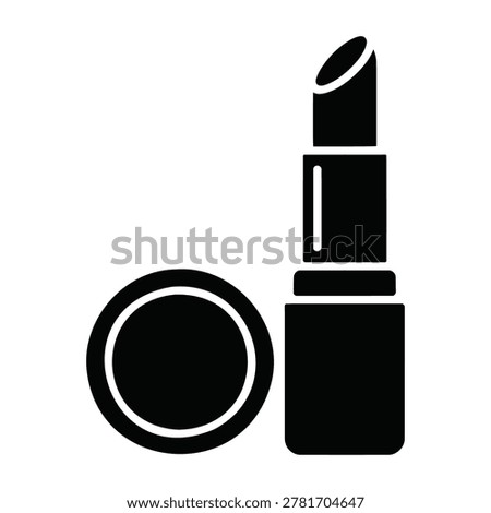 Lipstick and Makeup Compact Powder Cosmetics Vector Icon