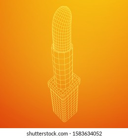 Lipstick makeup concept. Wireframe low poly mesh vector illustration