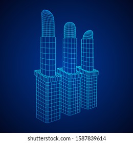 Lipstick makeup concept. Wireframe low poly mesh vector illustration