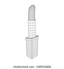 Lipstick makeup concept. Wireframe low poly mesh vector illustration