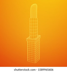 Lipstick makeup concept. Wireframe low poly mesh vector illustration