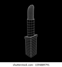 Lipstick makeup concept. Wireframe low poly mesh vector illustration