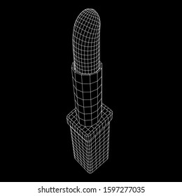 Lipstick makeup concept. Wireframe low poly mesh vector illustration