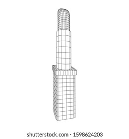 Lipstick makeup concept. Wireframe low poly mesh vector illustration