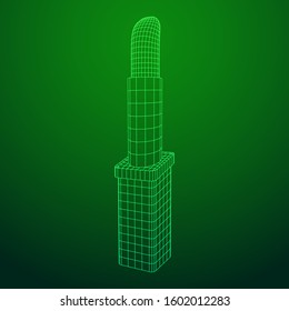 Lipstick makeup concept. Wireframe low poly mesh vector illustration