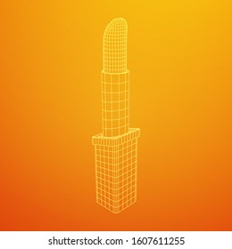 Lipstick makeup concept. Wireframe low poly mesh vector illustration