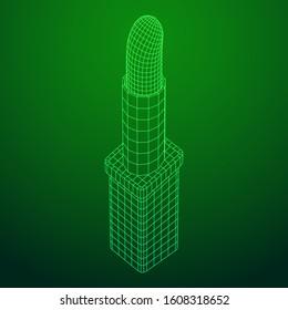 Lipstick makeup concept. Wireframe low poly mesh vector illustration