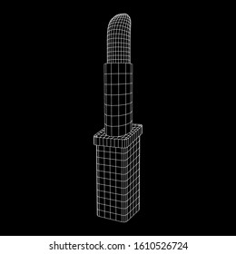 Lipstick makeup concept. Wireframe low poly mesh vector illustration
