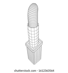 Lipstick makeup concept. Wireframe low poly mesh vector illustration