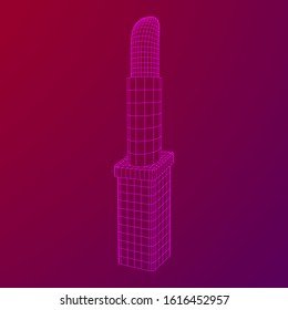 Lipstick makeup concept. Wireframe low poly mesh vector illustration