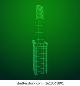 Lipstick makeup concept. Wireframe low poly mesh vector illustration