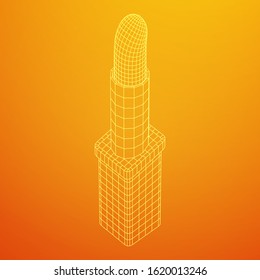 Lipstick makeup concept. Wireframe low poly mesh vector illustration