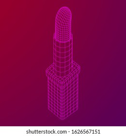 Lipstick makeup concept. Wireframe low poly mesh vector illustration