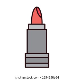 lipstick makeup cosmetic accessory vector illustration line and fill icon