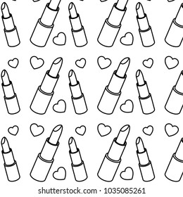 lipstick makeup with hearts pattern background