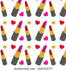 lipstick makeup with hearts pattern background