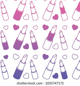 lipstick makeup with hearts pattern background