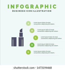 Lipstick, Makeup Infographics Presentation Template. 5 Steps Presentation