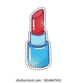 lipstick makeup pop art element sticker icon isolated design vector illustration