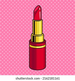 Lipstick makeup pop art retro vector illustration. Comic book style imitation.