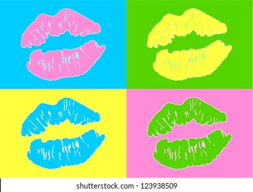 lipstick mark pop art style