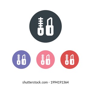 Lipstick and mascara icon. Cosmetic symbol sign.