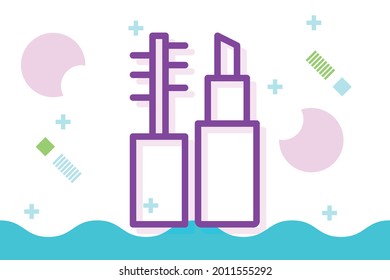Lipstick and mascara icon symbol sign from modern cosmetics collection for mobile concept and web apps design. Beauty related vector line icons. 
