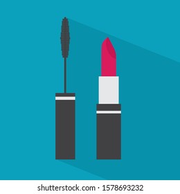 lipstick and mascara icon- vector illustration