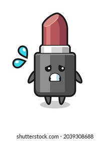 lipstick mascot character with afraid gesture , cute style design for t shirt, sticker, logo element