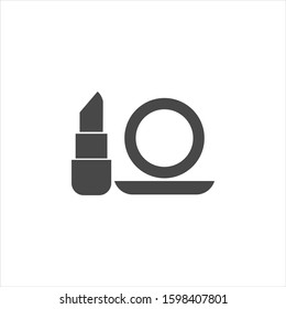 Lipstick and mirror. Cosmetic. Simple vector icon. Consumer goods. Commodities.