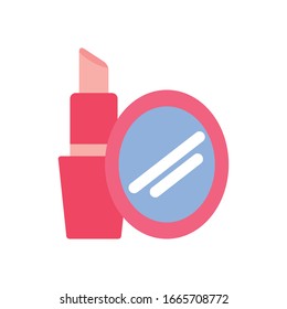 pintalabios y espejos de estilo plano diseño de icono, maquillaje estilo moda cosmética glamour piel facial y glamour Tema vectorial Ilustración vectorial