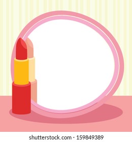 Lipstick and mirror. Vector illustration.