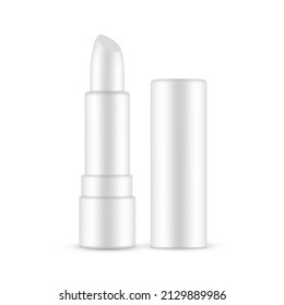 Mockup de los labios, aislado en fondo blanco. Envasado cosmético de maquillaje. Ilustración vectorial