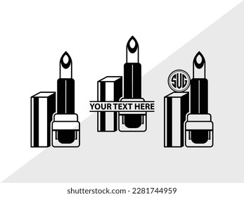 Lipstick Monogram Vector Illustration Silhouette