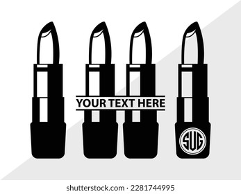 Silución de la ilustración de un vector monograma con lápiz labial