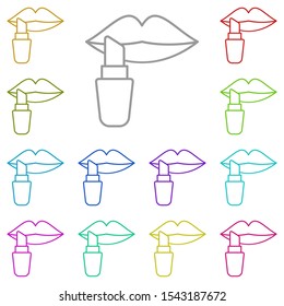 Lipstick multi color icon. Simple thin line, outline vector of beauty icons for ui and ux, website or mobile application