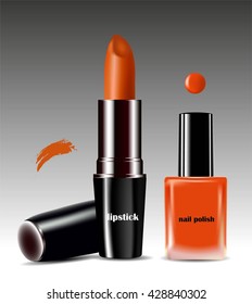 Lipstick with nail polish