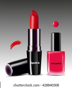 Lipstick with nail polish