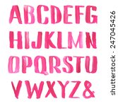 Lipstick and nail polish font. Hand drawn red oil painting alphabet.