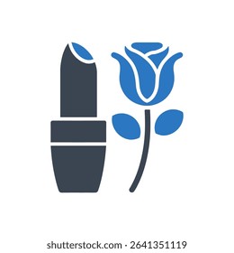 Lipstick next to a rose icon