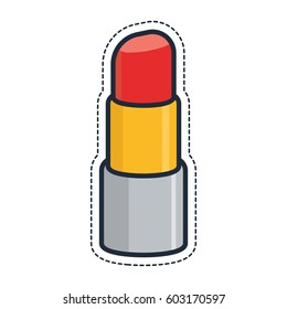 Lipstick Object Fashion Sketchy Patches Badges,  Trendy Pin with 90's Fashion Pop Art Style.